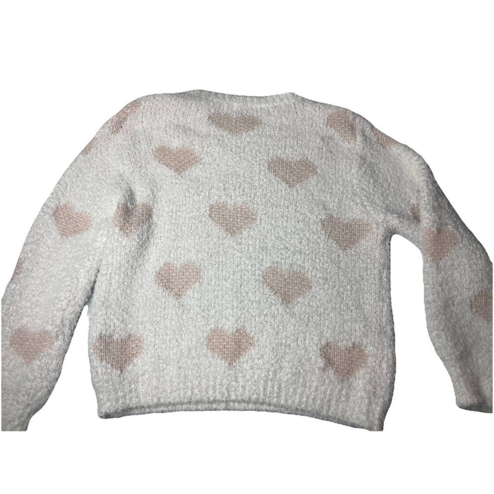 POL Sweater White With Pink Hearts Sweatshirt Size Medium Soft! - Picture 6 of 7
